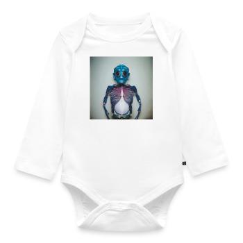 Photographic portrait blue insect - Organic Longsleeve Baby Bodysuit - white - Front