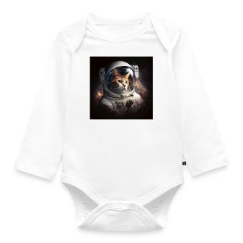 Astro Cat, Spacecat, Generative AI - Organic Longsleeve Baby Bodysuit - white - Front