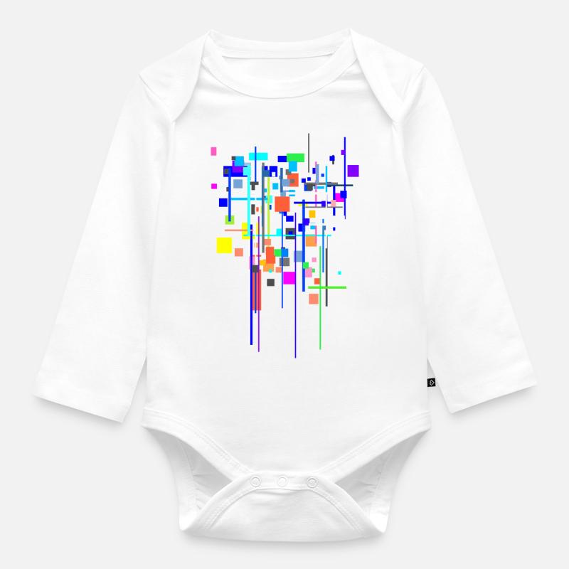 Pattern Colors - Abstract - Organic Longsleeve Baby Bodysuit - white
