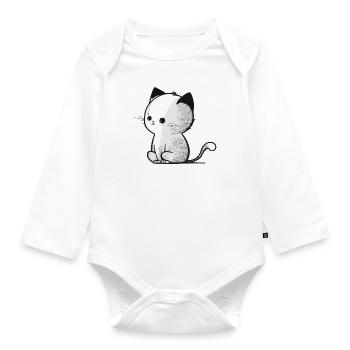 Cute little Doodle Baby Cat - Organic Longsleeve Baby Bodysuit - white - Front