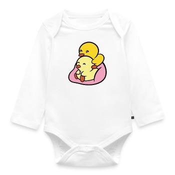 Duckie and Duck Bean Bag Cuddle - Organic Longsleeve Baby Bodysuit - white - Front