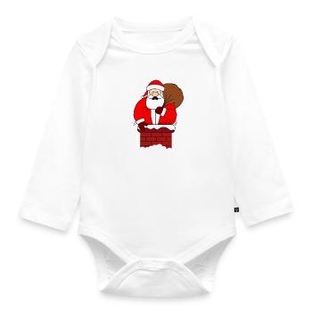 Fetter Weihnachtsmann - Baby Bio-Langarm-Body - Weiß - Vorne