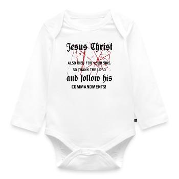 Jesu Christi Gebote Bibel Glaube Christentum - Baby Bio-Langarm-Body - Weiß - Vorne