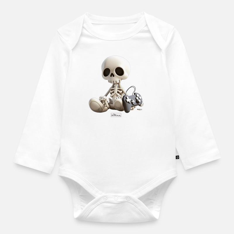 bbMan "Skully" - Baby Bio-Langarm-Body - Weiß