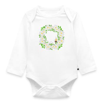 Blumenkranz - Baby Bio-Langarm-Body - Weiß - Vorne