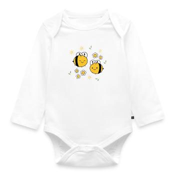 Bee Pair - Organic Longsleeve Baby Bodysuit - white - Front