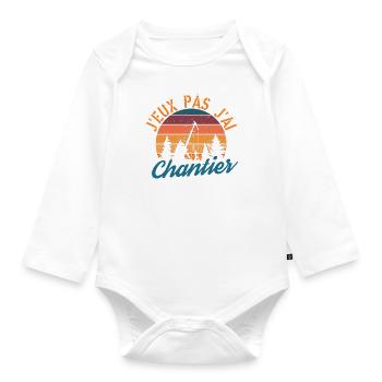 J Peux Pas j ai Chantier - Body Bébé bio manches longues - blanc - Devant