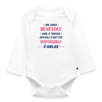 Super bénévole - Body Bébé bio manches longues - blanc - Devant