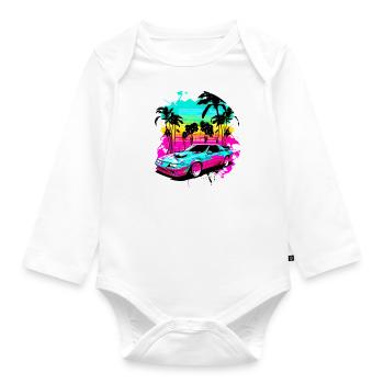 Miami Car 1 - Organic Longsleeve Baby Bodysuit - white - Front