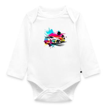 Miami Car 4 - Organic Longsleeve Baby Bodysuit - white - Front