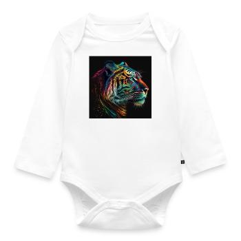 Rainbow Roar - Baby Bio-Langarm-Body - Weiß - Vorne