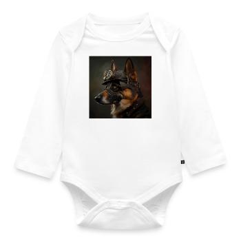 Schaferhund Steampunk - Baby Bio-Langarm-Body - Weiß - Vorne