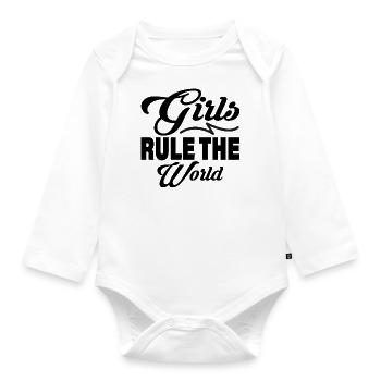 Girls rule the World - Organic Longsleeve Baby Bodysuit - white - Front
