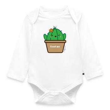 Kaktusbaby 'Feed me' mit Orangenblüte TM - Baby Bio-Langarm-Body - Weiß - Vorne