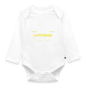 je joue à la pétanque / cadeau humour pétanque - Body Bébé bio manches longues - blanc - Devant