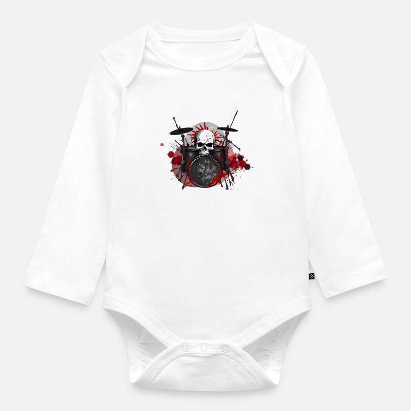 Drums crazy - Baby Bio-Langarm-Body - Weiß