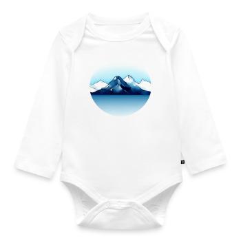 Gebirgslandschaft Geometrische Kunst - Baby Bio-Langarm-Body - Weiß - Vorne