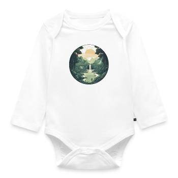 Flowing beauty - Vintage landscape in a circle - Organic Longsleeve Baby Bodysuit - white - Front