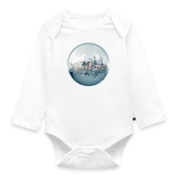City in the Sea - Houses in a Glass Ball - Organic Longsleeve Baby Bodysuit - white - Front