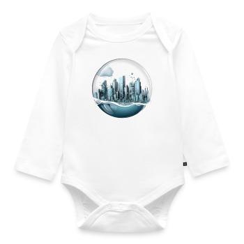 Atlantis - Underwater city in bubble - Organic Longsleeve Baby Bodysuit - white - Front