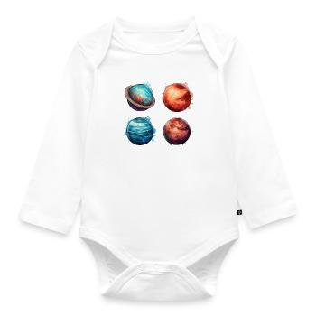The Cosmic System - Planets - Organic Longsleeve Baby Bodysuit - white - Front