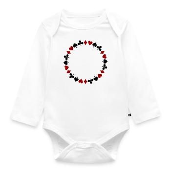 Kranz Spielkarten Skat Dame Mau-Mau Rommé - Baby Bio-Langarm-Body - Weiß - Vorne