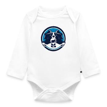 Rundes Hundeporträt - Baby Bio-Langarm-Body - Weiß - Vorne