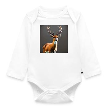 Curious Deer - Organic Longsleeve Baby Bodysuit - white - Front