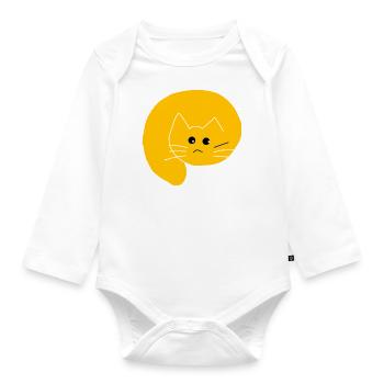 Chat jaune - Body Bébé bio manches longues - blanc - Devant