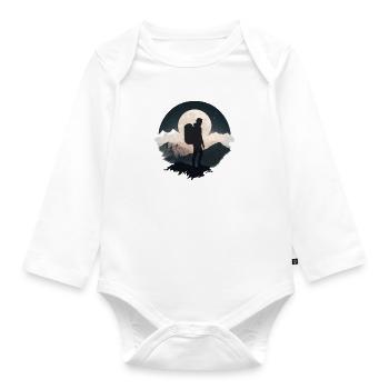 Backpacker im Mondschein, Wanderung - Baby Bio-Langarm-Body - Weiß - Vorne