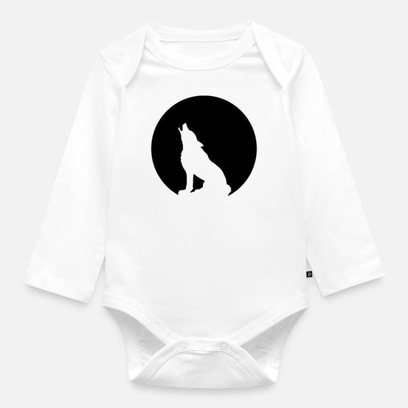 Wolf - Baby Bio-Langarm-Body - Weiß
