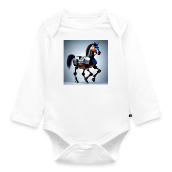 Roboterpferd Version 2 - Baby Bio-Langarm-Body - Weiß - Vorne