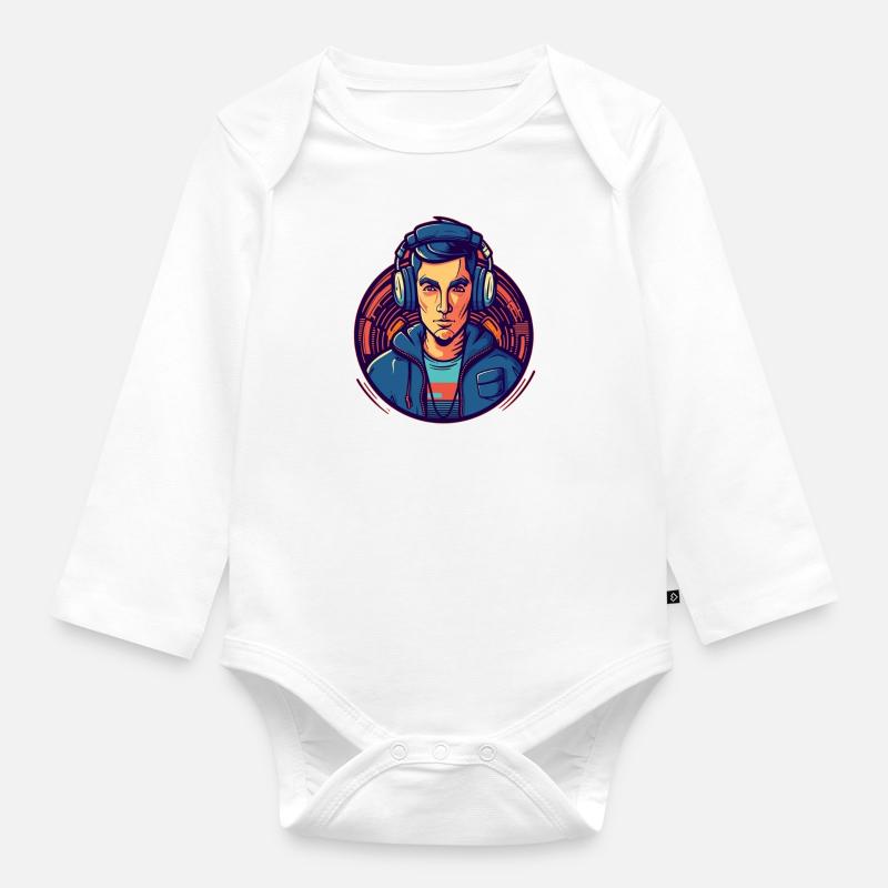 DJ Niceguy - Organic Longsleeve Baby Bodysuit - white