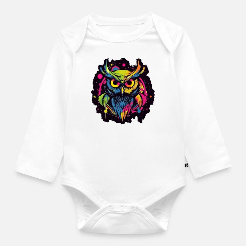 Eule - Baby Bio-Langarm-Body - Weiß