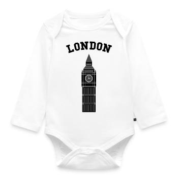 London Big Ben - Organic Longsleeve Baby Bodysuit - white - Front