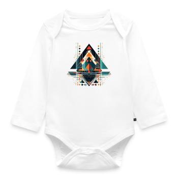 Cooles geometrisches ethno Motiv - Baby Bio-Langarm-Body - Weiß - Vorne