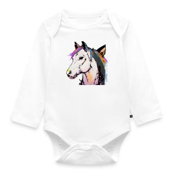 Neon Dot Horse - Body Bébé bio manches longues - blanc - Devant