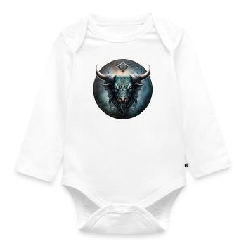 Carved bull - Organic Longsleeve Baby Bodysuit - white - Front