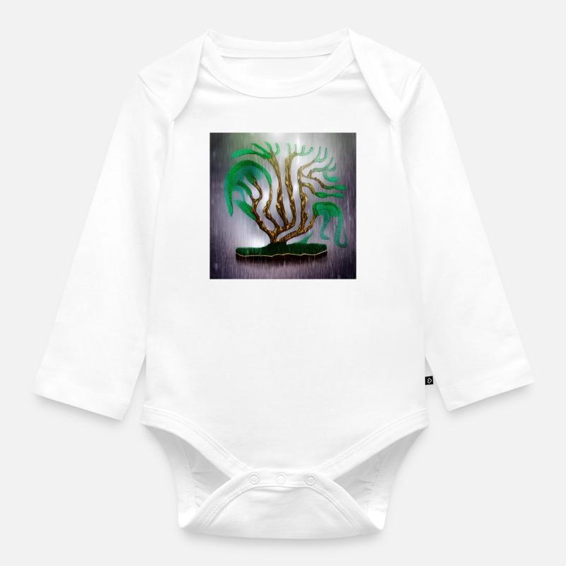 old tree during rainy summer day - Organic Longsleeve Baby Bodysuit - white