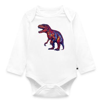 Dinosaurs with bright and bright colors - Organic Longsleeve Baby Bodysuit - white - Front