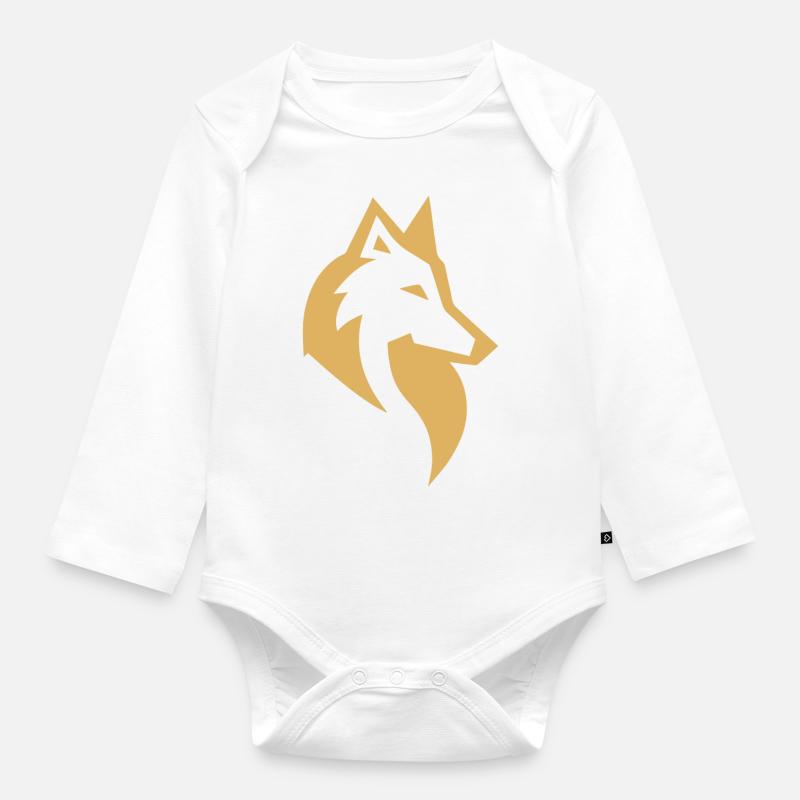 Wolfssilhouette neu einfärben - Baby Bio-Langarm-Body - Weiß