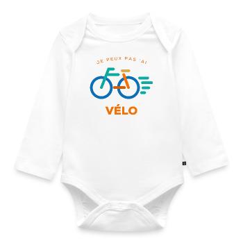 Je peux pas j'ai vélo - Body Bébé bio manches longues - blanc - Devant