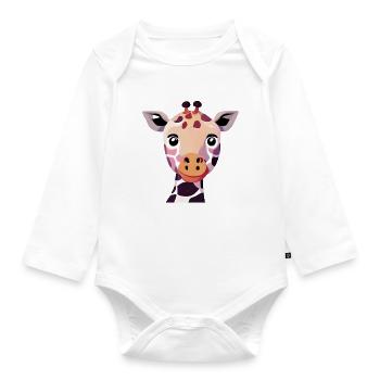 Mignonne girafe en rose - Body Bébé bio manches longues - blanc - Devant