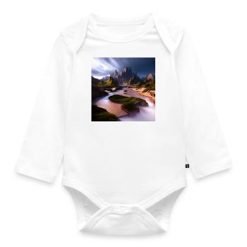 Cinematic fantasy landscape - Organic Longsleeve Baby Bodysuit - white - Front