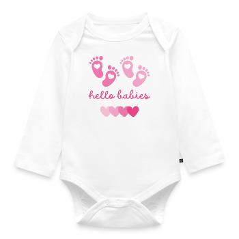 hello babys rosa - Baby Bio-Langarm-Body - Weiß - Vorne