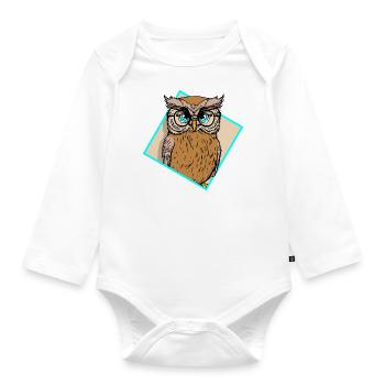 Artsy Owls Wildlife Bird Nature Forest Animals - Organic Longsleeve Baby Bodysuit - white - Front
