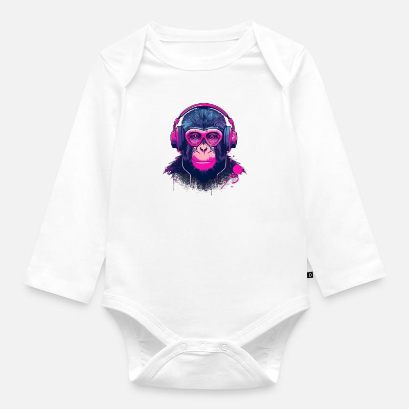 Battements de singe - Body Bébé bio manches longues - blanc