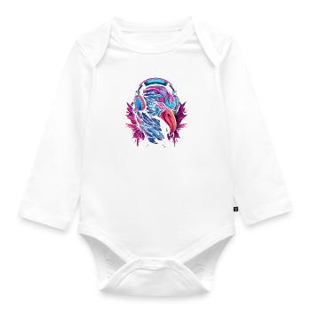 Flamingo Fusion - Baby Bio-Langarm-Body - Weiß - Vorne