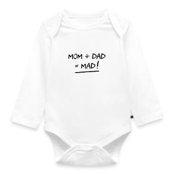 MOM + DAD = MAD ! (famille, papa, maman) - Body Bébé bio manches longues - blanc - Devant