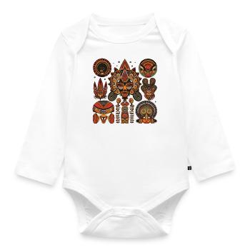 Traditionelles afrikanisches Design - Baby Bio-Langarm-Body - Weiß - Vorne